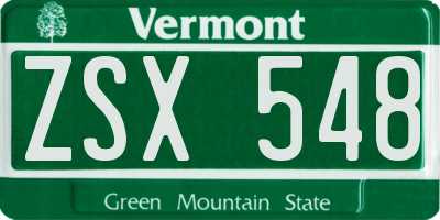 VT license plate ZSX548