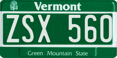 VT license plate ZSX560