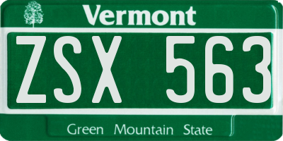 VT license plate ZSX563