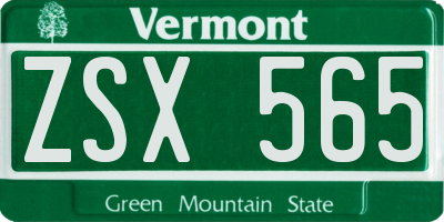 VT license plate ZSX565