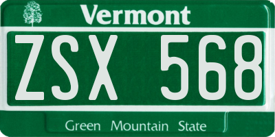 VT license plate ZSX568