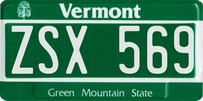 VT license plate ZSX569