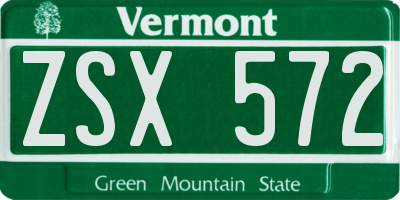 VT license plate ZSX572