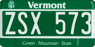 VT license plate ZSX573