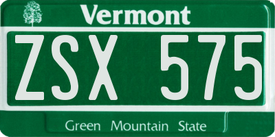 VT license plate ZSX575