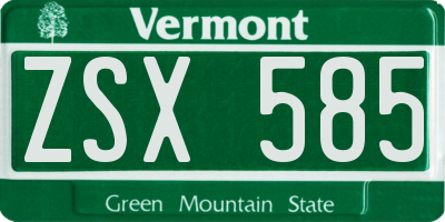 VT license plate ZSX585