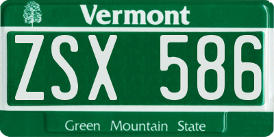 VT license plate ZSX586
