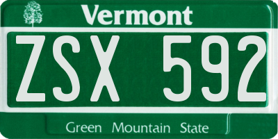 VT license plate ZSX592