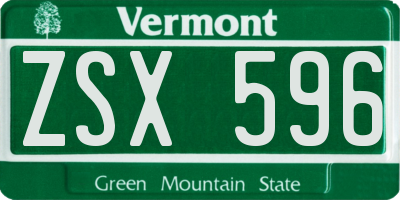 VT license plate ZSX596