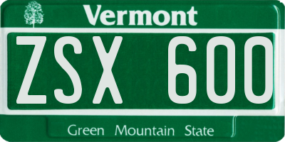 VT license plate ZSX600
