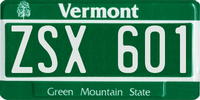 VT license plate ZSX601