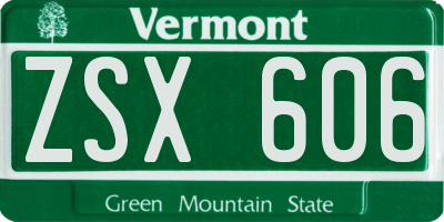 VT license plate ZSX606
