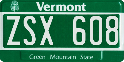 VT license plate ZSX608