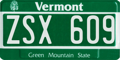 VT license plate ZSX609