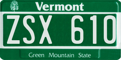 VT license plate ZSX610