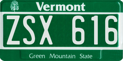 VT license plate ZSX616