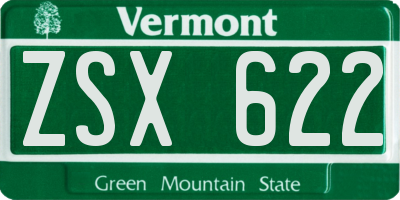 VT license plate ZSX622