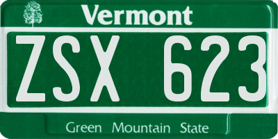 VT license plate ZSX623
