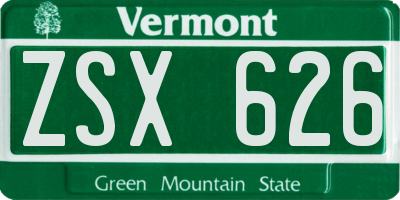 VT license plate ZSX626