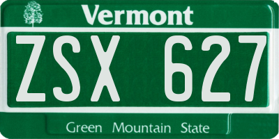 VT license plate ZSX627
