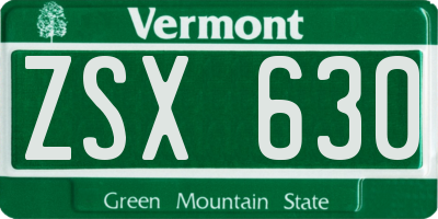 VT license plate ZSX630