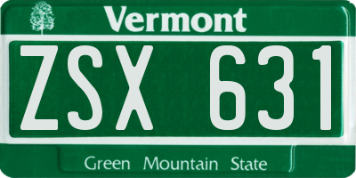 VT license plate ZSX631