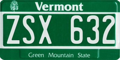 VT license plate ZSX632