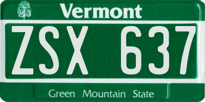 VT license plate ZSX637