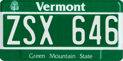 VT license plate ZSX646