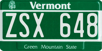 VT license plate ZSX648
