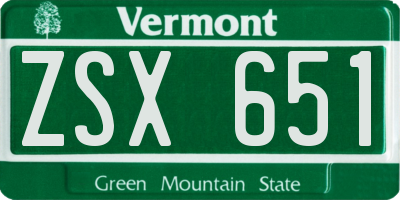 VT license plate ZSX651