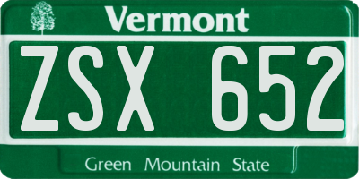 VT license plate ZSX652