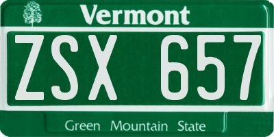 VT license plate ZSX657