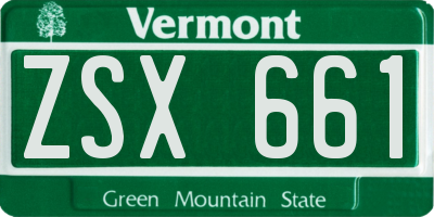 VT license plate ZSX661