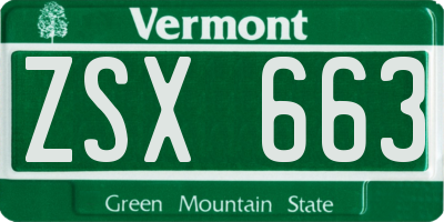 VT license plate ZSX663