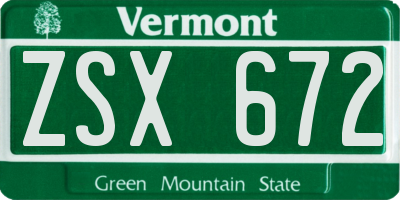 VT license plate ZSX672