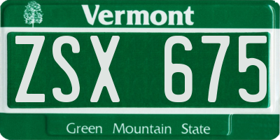 VT license plate ZSX675