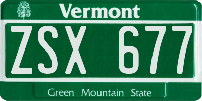 VT license plate ZSX677