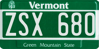 VT license plate ZSX680