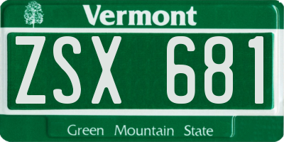 VT license plate ZSX681