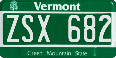 VT license plate ZSX682