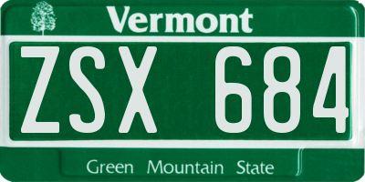 VT license plate ZSX684