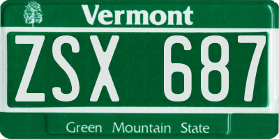 VT license plate ZSX687