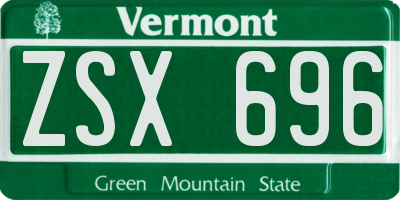 VT license plate ZSX696