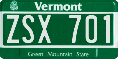 VT license plate ZSX701