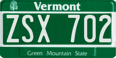 VT license plate ZSX702