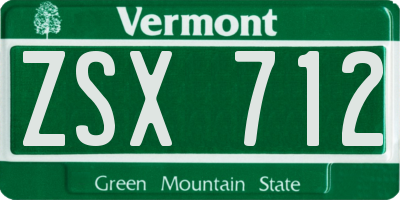 VT license plate ZSX712