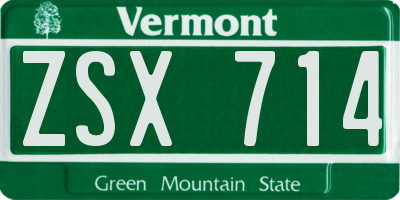 VT license plate ZSX714