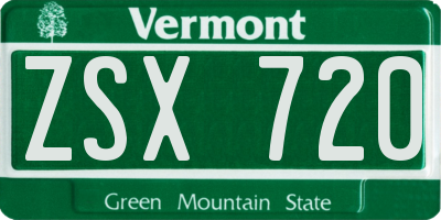 VT license plate ZSX720