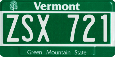 VT license plate ZSX721